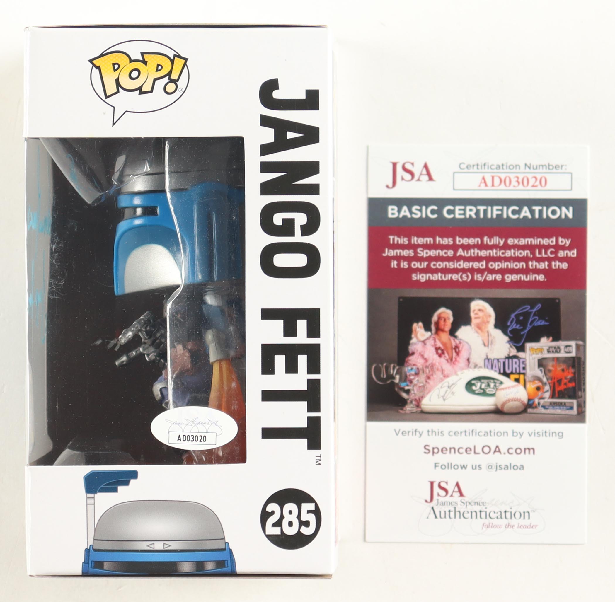 Temuera Morrison Signed "Star Wars" #285 Jango Fett Funko Pop! Bobble-Head Vinyl Figure Inscribed "Jango Fett"(JSA) at PristineAuction.com Temuera Morrison Signed "Star Wars" #285 Jango Fett Funko Pop! Bobble-Head Vinyl Figure Inscribed "Jango Fett"(JSA) at PristineAuction.com