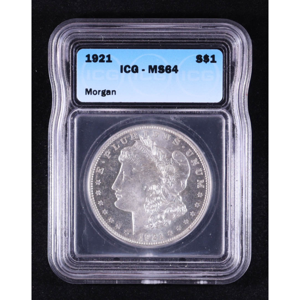 1921 Morgan Silver Dollar (ICG MS64) at PristineAuction.com