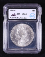 1885-O Morgan Silver Dollar - Austin Hutto Signature Label (ICG MS63) at PristineAuction.com