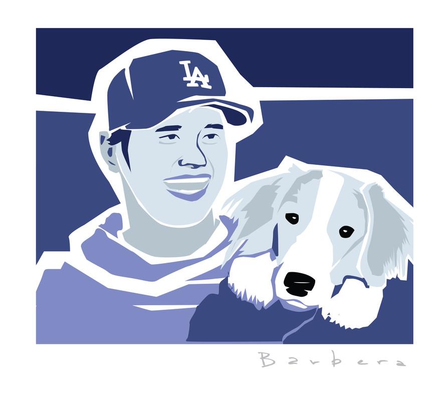 Richard Gene Barbera Signed LE Classic Series - "Shohei with Decoy" 2025 12x12 Original Art Print (Barbera) at PristineAuction.com Richard Gene Barbera Signed LE Classic Series - "Shohei with Decoy" 2025 12x12 Original Art Print (Barbera) at PristineAuction.com