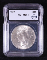1922 Peace Silver Dollar (ICG MS64) at PristineAuction.com