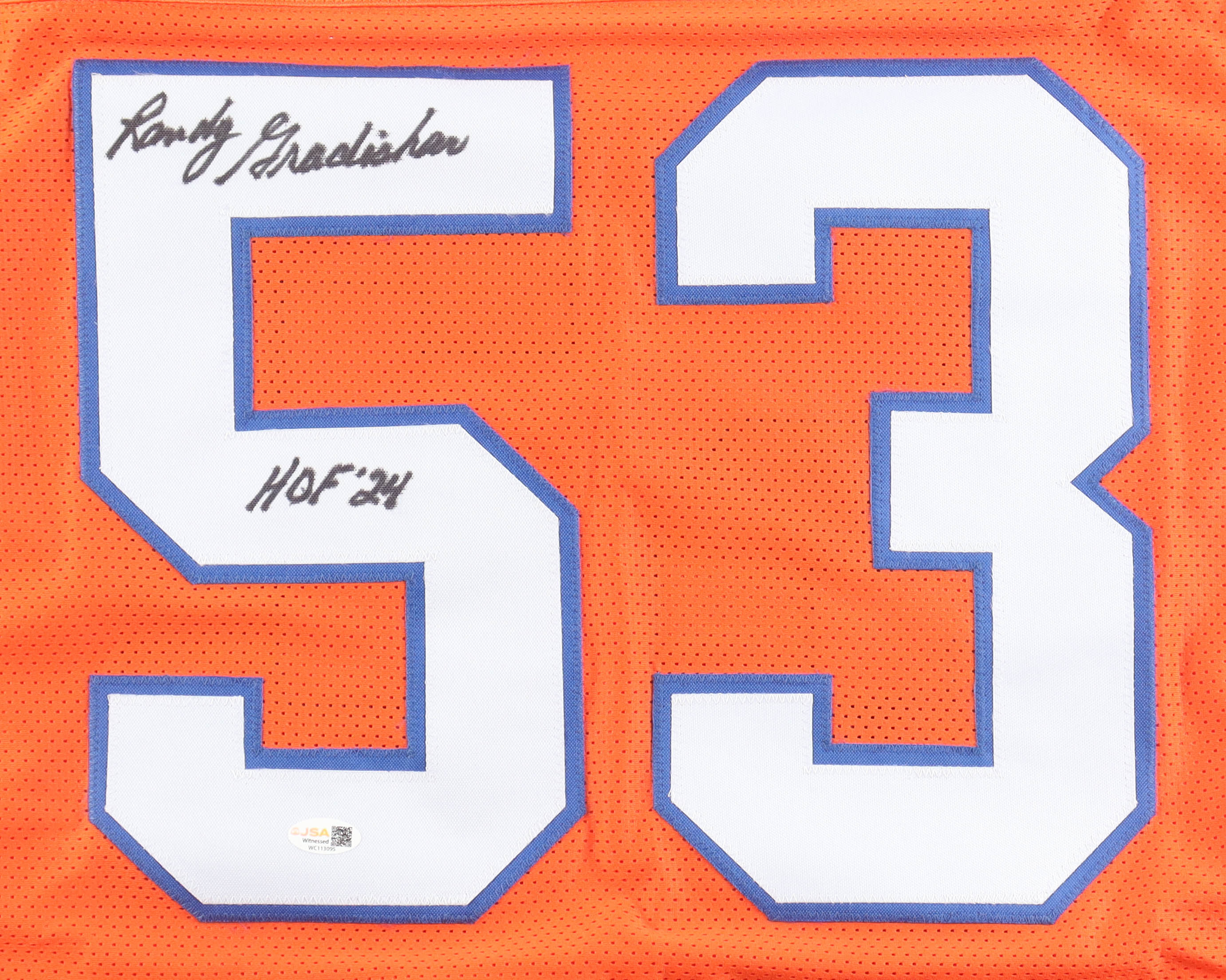 Randy Gradishar Signed Jersey Inscribed "HOF '24" (JSA) at PristineAuction.com Randy Gradishar Signed Jersey Inscribed "HOF '24" (JSA) at PristineAuction.com