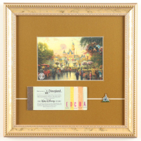 Thomas Kinkade "Sleeping Beaty's Castle" Custom Framed Print Display with Disneyland Castle Pin & Ticket Book at PristineAuction.com