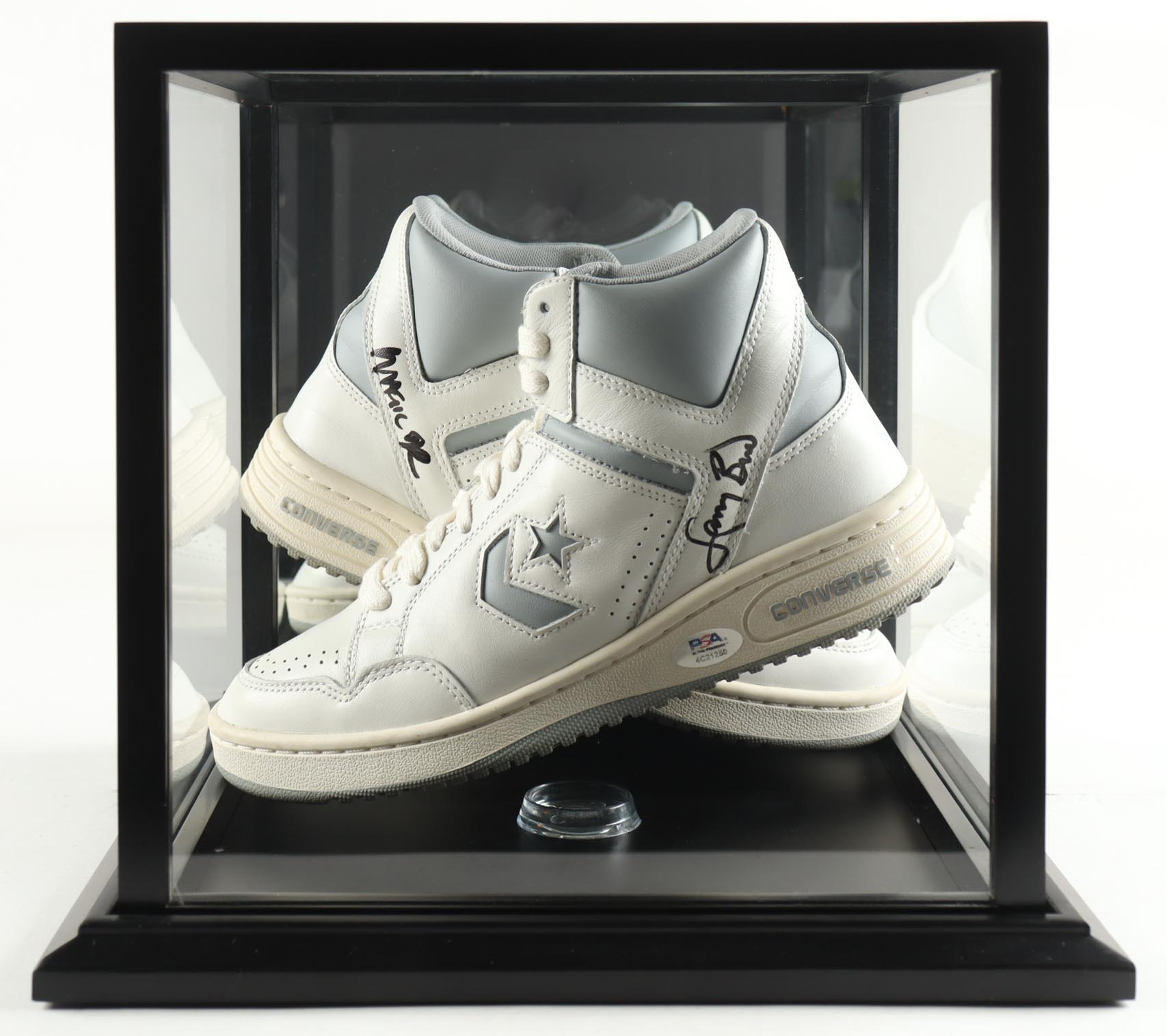 Magic Johnson & Larry Bird Signed Set of (2) Converse All-Star Basketball Shoes with Display Case (PSA & Beckett) at PristineAuction.com Magic Johnson & Larry Bird Signed Set of (2) Converse All-Star Basketball Shoes with Display Case (PSA & Beckett) at PristineAuction.com