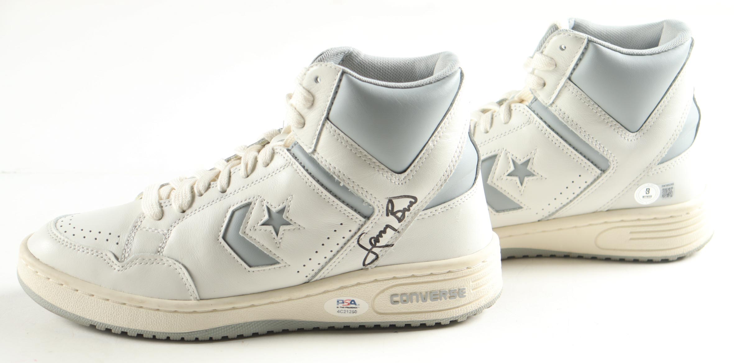 Magic Johnson & Larry Bird Signed Set of (2) Converse All-Star Basketball Shoes with Display Case (PSA & Beckett) at PristineAuction.com Magic Johnson & Larry Bird Signed Set of (2) Converse All-Star Basketball Shoes with Display Case (PSA & Beckett) at PristineAuction.com