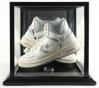 Magic Johnson & Larry Bird Signed Set of (2) Converse All-Star Basketball Shoes with Display Case (PSA & Beckett) at PristineAuction.com