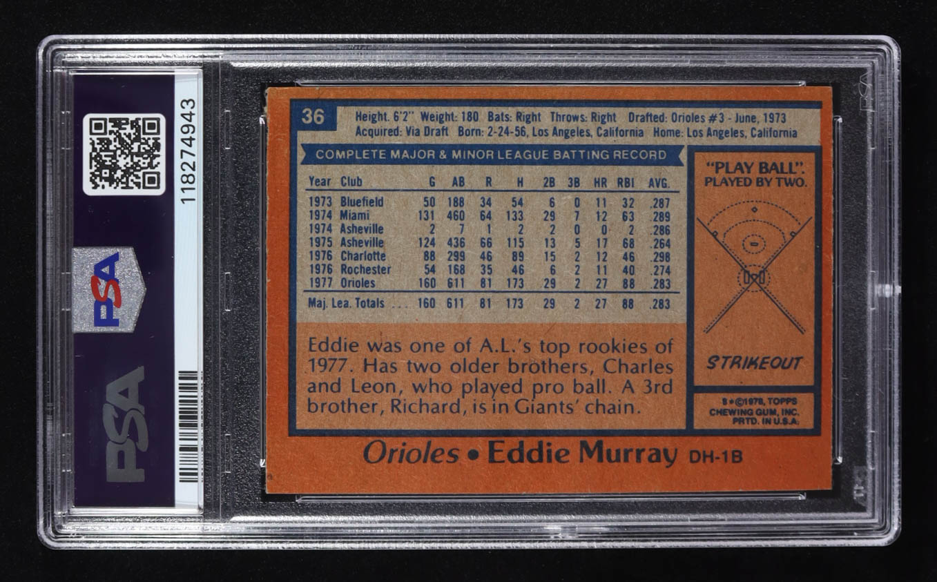 Eddie Murray 1978 Topps All-Star Rookie #36 RC (PSA 5) at PristineAuction.com Eddie Murray 1978 Topps All-Star Rookie #36 RC (PSA 5) at PristineAuction.com