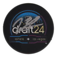 Zeev Buium Signed 2024 NHL Draft Logo Hockey Puck (PSA) at PristineAuction.com
