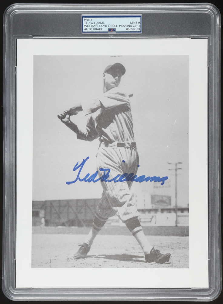 Ted Williams Signed 8.5x11 Photo Print (PSA | Autograph Graded PSA 9) at PristineAuction.com Ted Williams Signed 8.5x11 Photo Print (PSA | Autograph Graded PSA 9) at PristineAuction.com