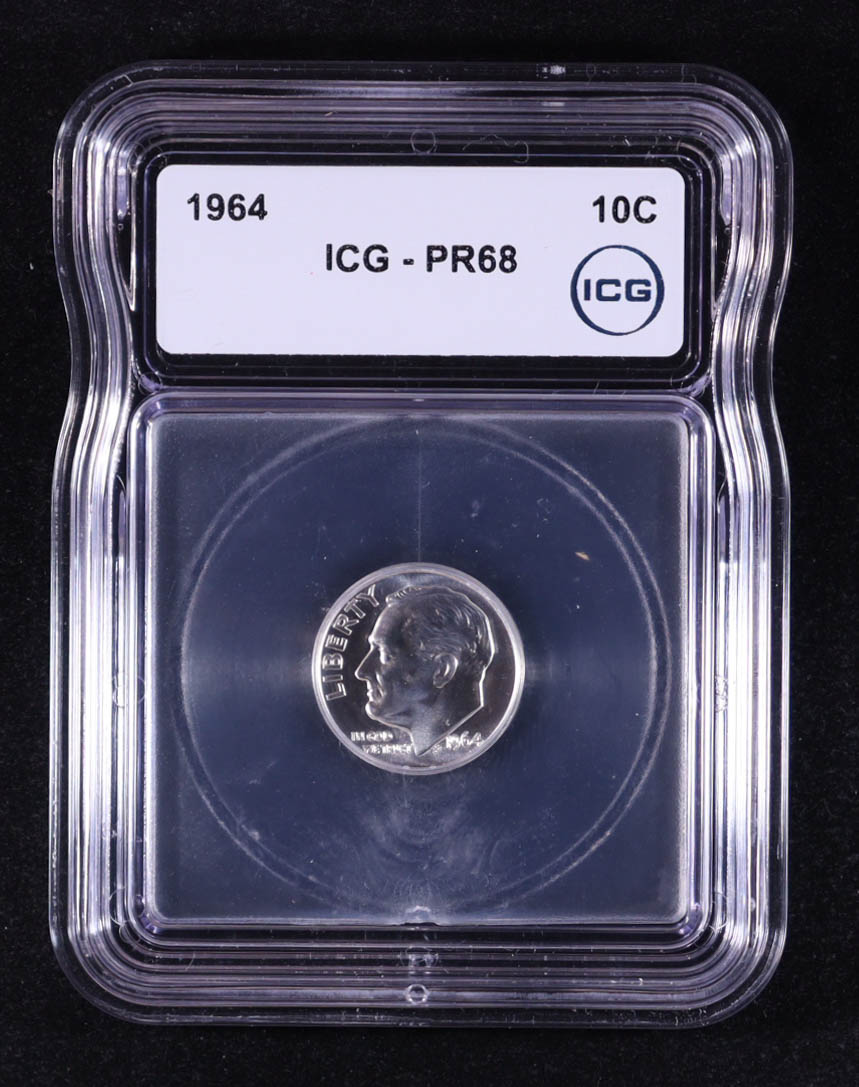 1964 Roosevelt Silver Proof 10C Dime (ICG PF68) at PristineAuction.com 1964 Roosevelt Silver Proof 10C Dime (ICG PF68) at PristineAuction.com
