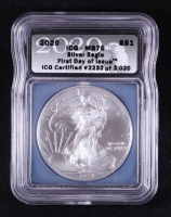 2020 American Silver Eagle, First Day of Issue Certified #2232 of 3020 (ICG MS70) at PristineAuction.com