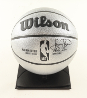 Larry Bird Signed NBA Platinum Edition Basketball with Display Stand (PSA) at PristineAuction.com