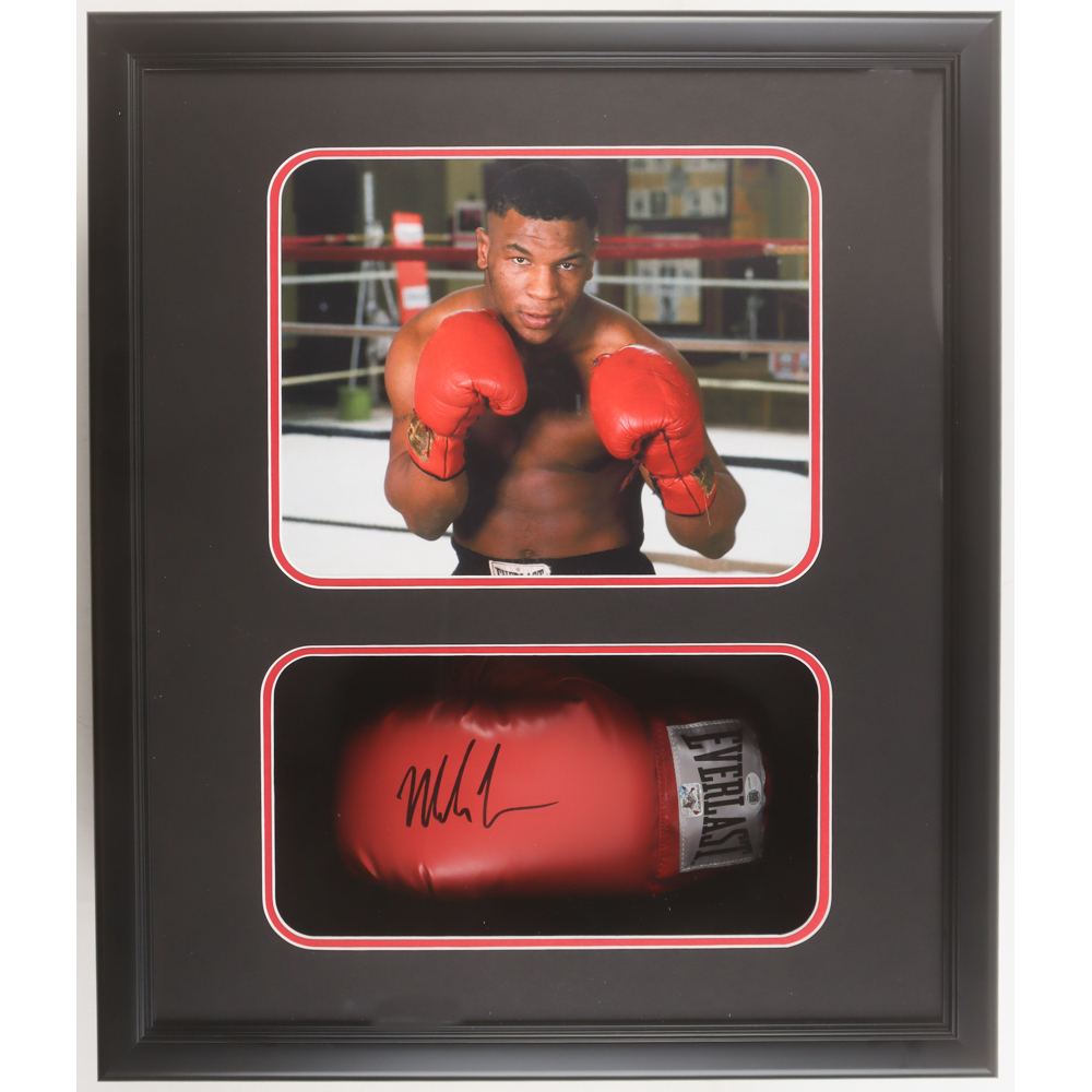 Mike Tyson Signed Custom Framed Shadowbox Everlast Boxing Glove Display (JSA & Tyson) at PristineAuction.com Mike Tyson Signed Custom Framed Shadowbox Everlast Boxing Glove Display (JSA & Tyson) at PristineAuction.com