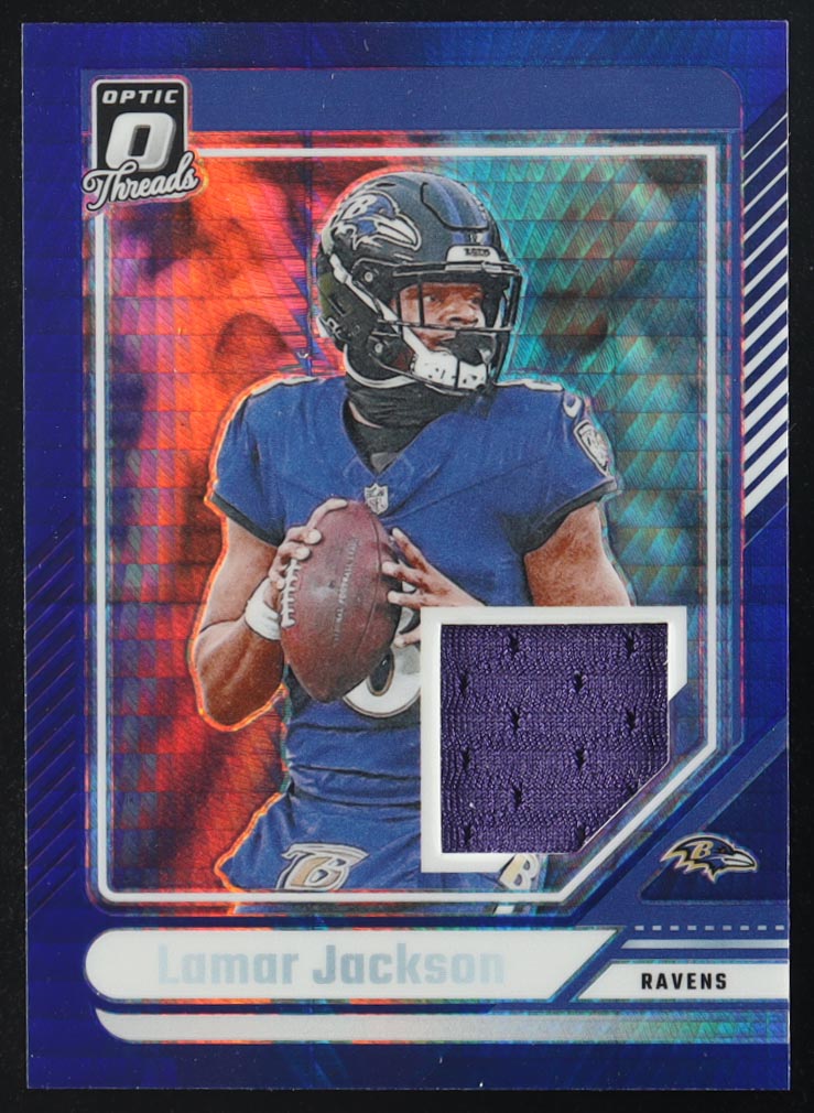 Lamar Jackson 2024 Donruss Optic Donruss Threads Blue Hyper #3 at PristineAuction.com Lamar Jackson 2024 Donruss Optic Donruss Threads Blue Hyper #3 at PristineAuction.com