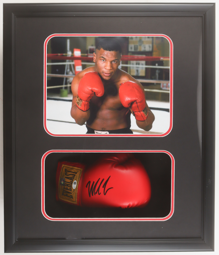 Mike Tyson Signed Custom Framed Shadowbox Everlast Boxing Glove Display (JSA & Tyson) (See Description) at PristineAuction.com Mike Tyson Signed Custom Framed Shadowbox Everlast Boxing Glove Display (JSA & Tyson) (See Description) at PristineAuction.com