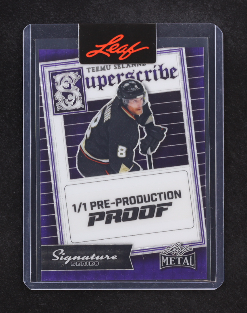 Teemu Selanne 2024 Leaf Metal Signature Series Superscribe Prismatic Purple Pre-Production Proof #NNO #1/1 at PristineAuction.com Teemu Selanne 2024 Leaf Metal Signature Series Superscribe Prismatic Purple Pre-Production Proof #NNO #1/1 at PristineAuction.com
