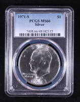 1971-S Eisenhower Silver Dollar (PCGS MS66) at PristineAuction.com