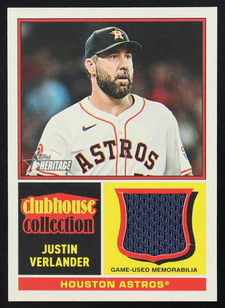 Justin Verlander 2025 Topps Heritage Clubhouse Collection Relics #CCRJV at PristineAuction.com Justin Verlander 2025 Topps Heritage Clubhouse Collection Relics #CCRJV at PristineAuction.com