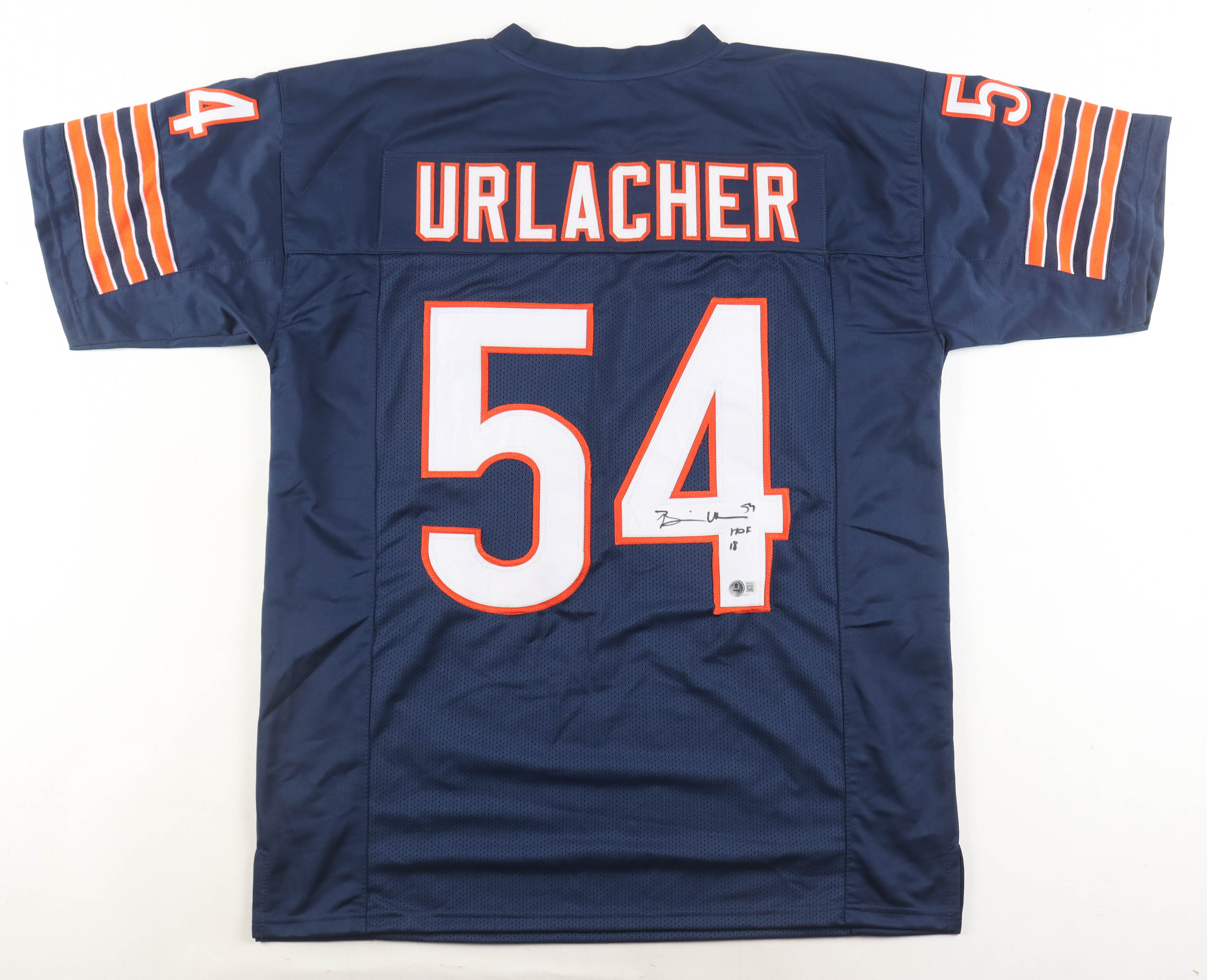 Brian Urlacher Signed Jersey Inscribed "HOF 18" (Beckett) at PristineAuction.com Brian Urlacher Signed Jersey Inscribed "HOF 18" (Beckett) at PristineAuction.com