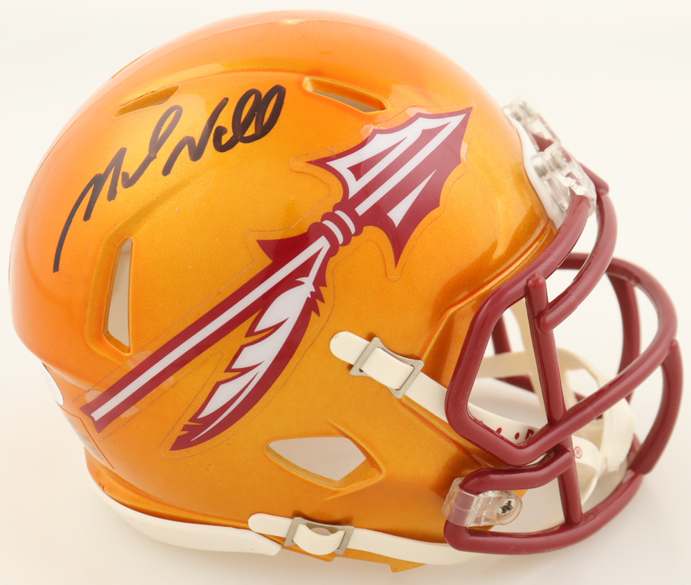 Mike Norvell Signed Florida State Seminoles Flash Alternate Speed Mini Helmet (JSA) at PristineAuction.com Mike Norvell Signed Florida State Seminoles Flash Alternate Speed Mini Helmet (JSA) at PristineAuction.com