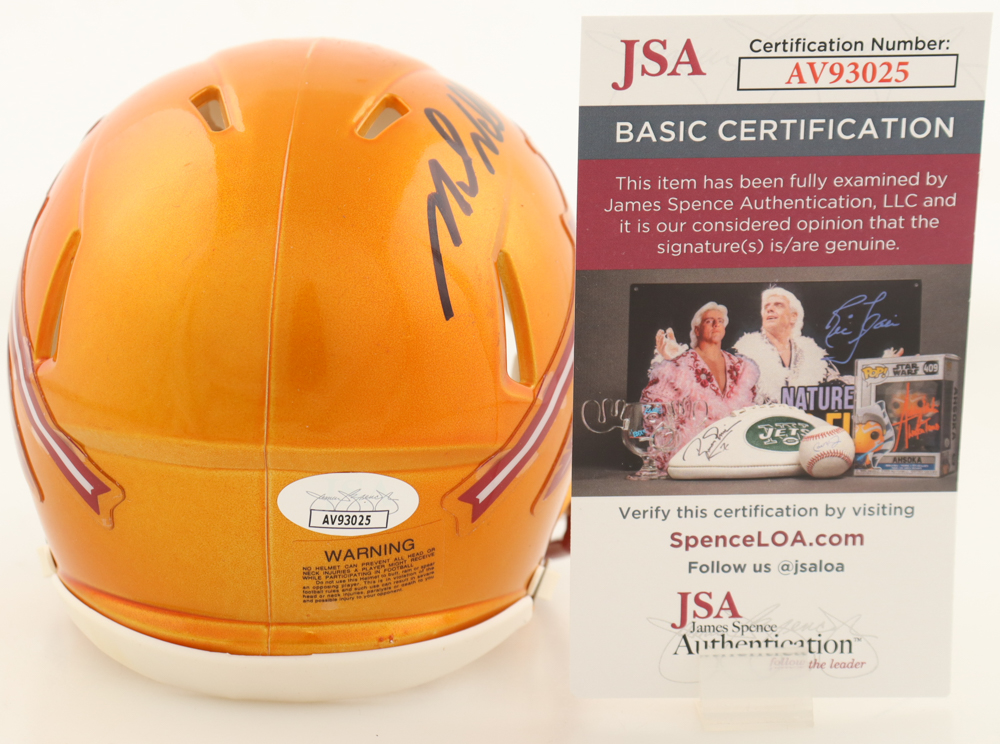 Mike Norvell Signed Florida State Seminoles Flash Alternate Speed Mini Helmet (JSA) at PristineAuction.com Mike Norvell Signed Florida State Seminoles Flash Alternate Speed Mini Helmet (JSA) at PristineAuction.com