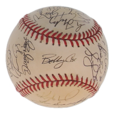1998 Atlanta Braves | ONL Baseball Team-Signed by (28) with Greg Maddux, Bobby Cox, Tom Glavine (JSA) at PristineAuction.com 1998 Atlanta Braves | ONL Baseball Team-Signed by (28) with Greg Maddux, Bobby Cox, Tom Glavine (JSA) at PristineAuction.com