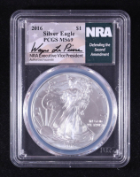2016 American Silver Eagle, NRA Defending the 2nd Amendment - Wayne LaPierre Signature Label (PCGS MS69) at PristineAuction.com