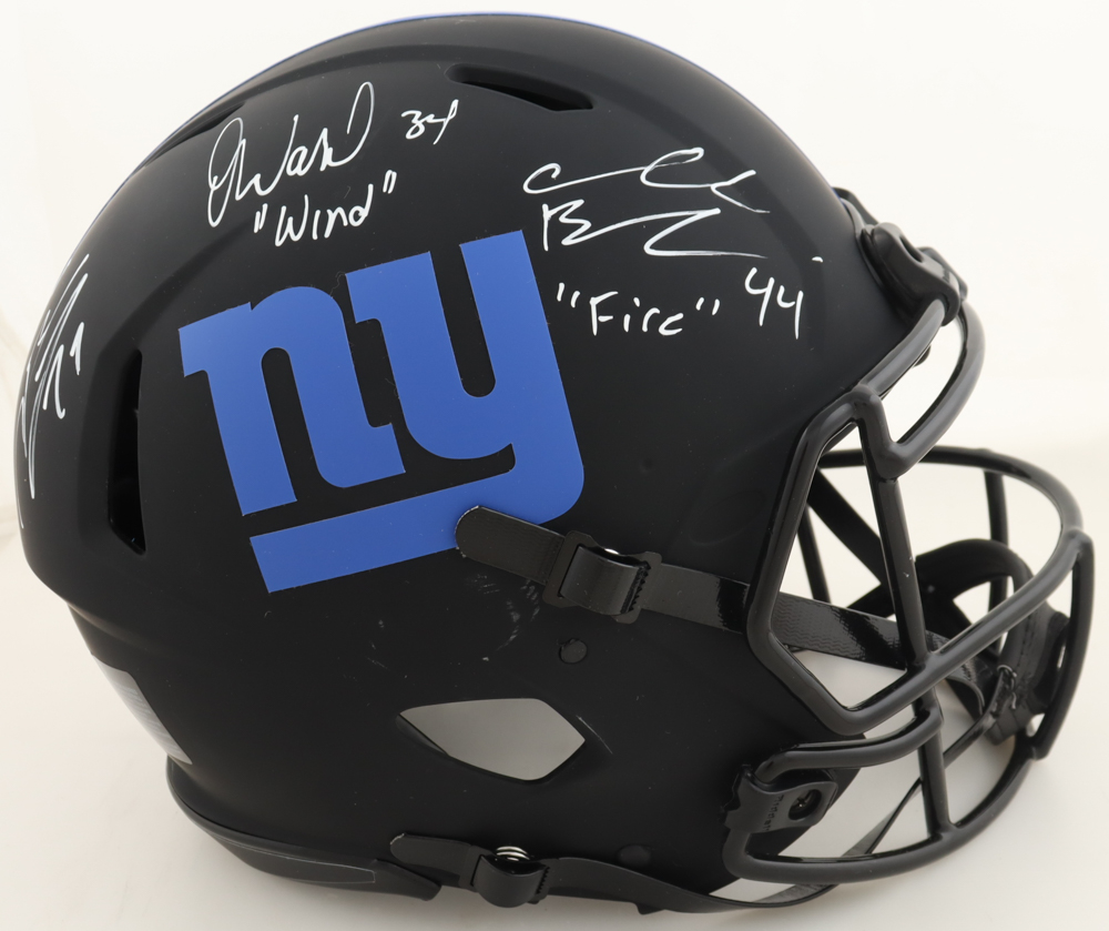 Brandon Jacobs, Derrick Ward & Ahmad Bradshaw Signed Giants Full-Size Authentic On-Field Eclipse Alternate Speed Helmet Inscribed "Earth", "'Wind'" & "'Fire'" (PSA) at PristineAuction.com Brandon Jacobs, Derrick Ward & Ahmad Bradshaw Signed Giants Full-Size Authentic On-Field Eclipse Alternate Speed Helmet Inscribed "Earth", "'Wind'" & "'Fire'" (PSA) at PristineAuction.com