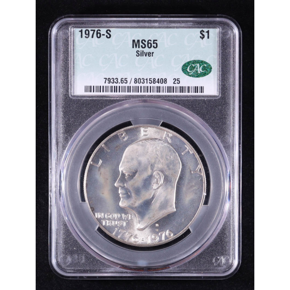 1976-S Eisenhower Silver Dollar (CACG MS65) at PristineAuction.com