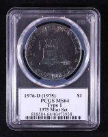 1976-D (1975) Eisenhower Silver Dollar, Type 1 - 1975 "The Lost Year" Mint Set (PCGS MS64) at PristineAuction.com