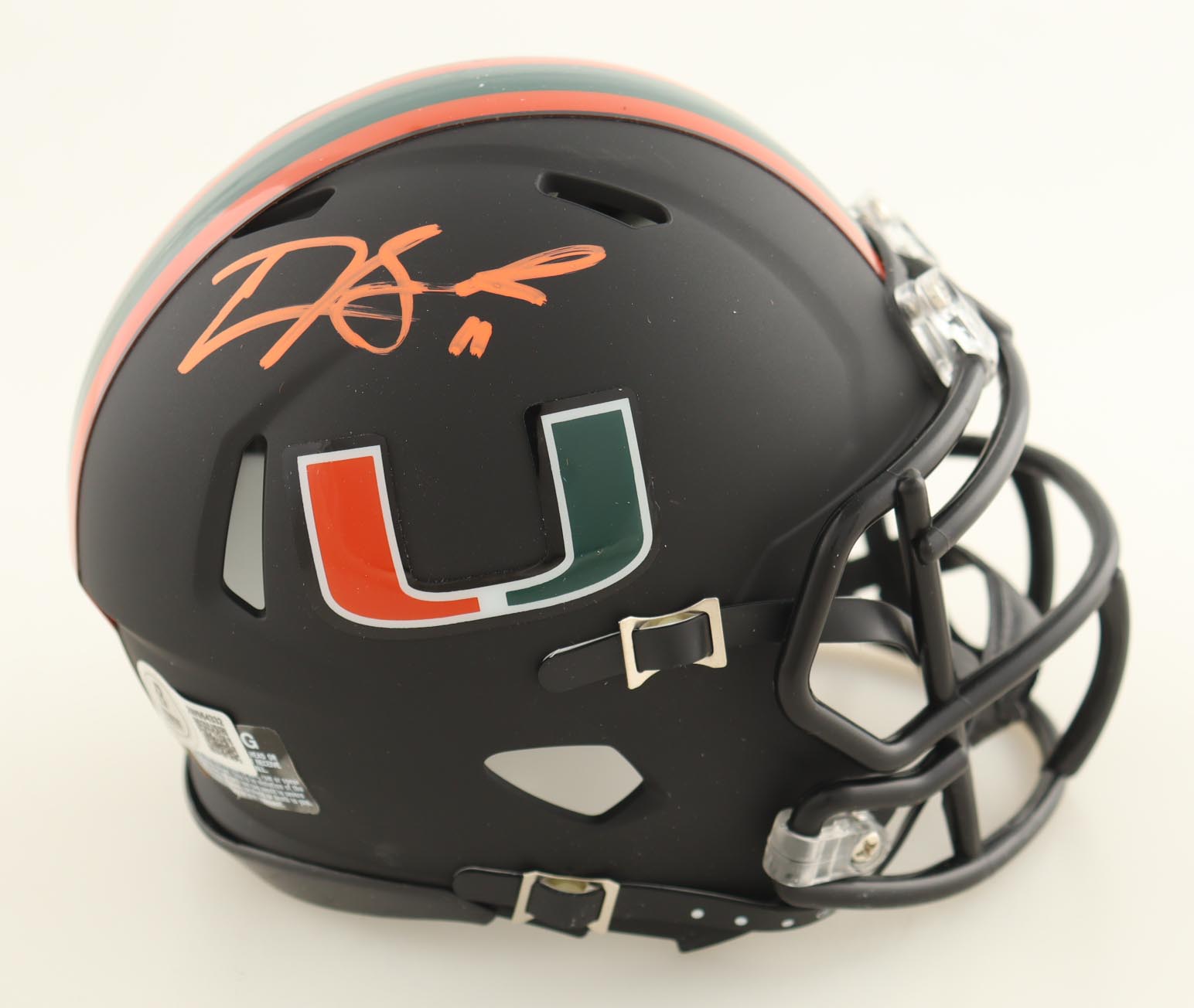 Carson Beck Signed Miami Hurricanes Matte Black Speed Mini Helmet (Beckett) at PristineAuction.com Carson Beck Signed Miami Hurricanes Matte Black Speed Mini Helmet (Beckett) at PristineAuction.com