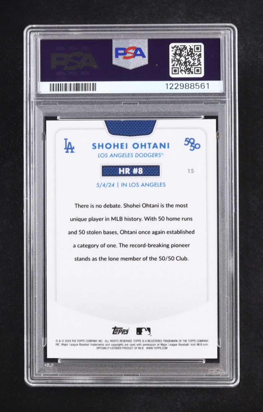 Shohei Ohtani 2024 Topps 50/50 Ohtani Chrome Orange Refractors #15 #21/25 (PSA 10) at PristineAuction.com Shohei Ohtani 2024 Topps 50/50 Ohtani Chrome Orange Refractors #15 #21/25 (PSA 10) at PristineAuction.com