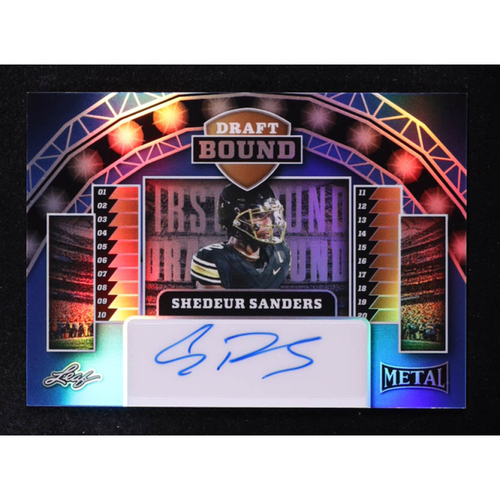 Shedeur Sanders 2025 Leaf Metal Draft Bound Prismatic Blue #DBSS1 #05/20 RC at PristineAuction.com