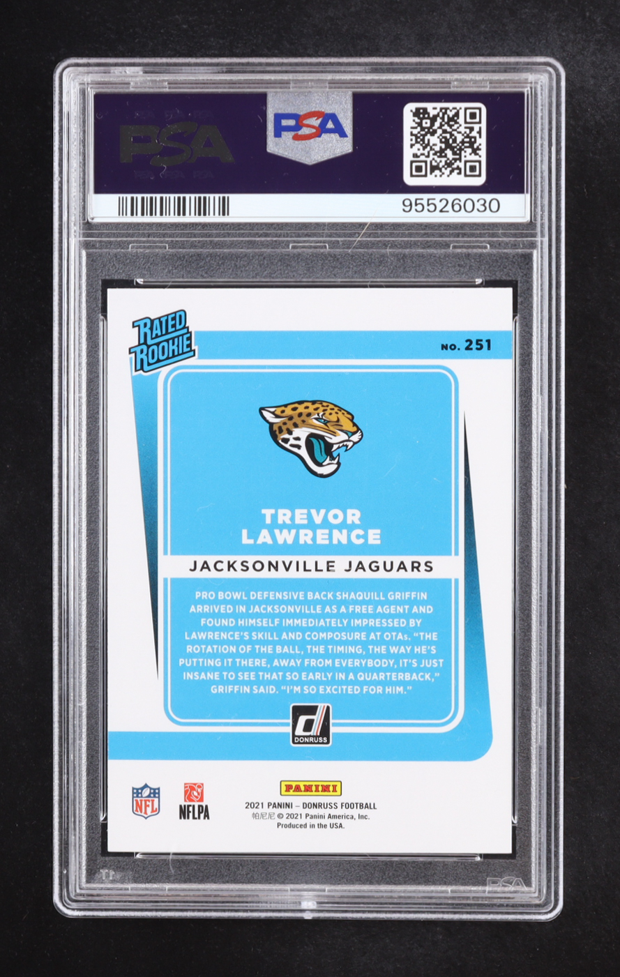 Trevor Lawrence 2021 Donruss #251 RR RC (PSA 9) at PristineAuction.com Trevor Lawrence 2021 Donruss #251 RR RC (PSA 9) at PristineAuction.com
