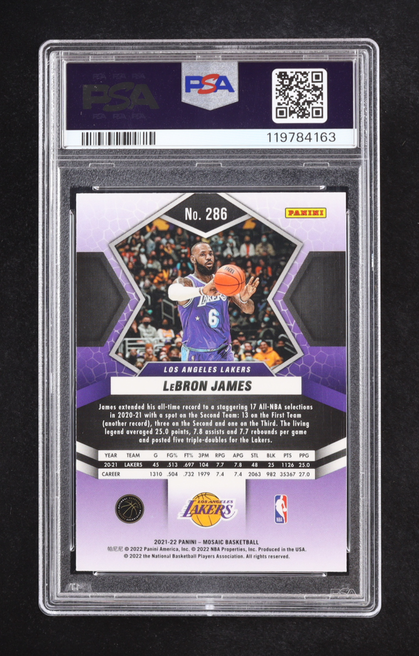 LeBron James 2021-22 Panini Mosaic ALL #286 (PSA 10) at PristineAuction.com LeBron James 2021-22 Panini Mosaic ALL #286 (PSA 10) at PristineAuction.com