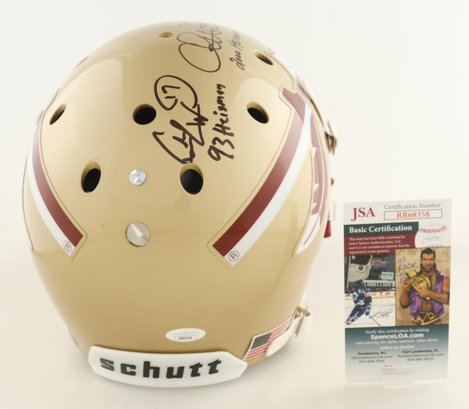 Charlie Ward, Chris Weinke & Jameis Winston Signed Florida State Seminoles Full-Size Helmet Inscribed "93 Heisman" & "2000 Heisman" (JSA) at PristineAuction.com Charlie Ward, Chris Weinke & Jameis Winston Signed Florida State Seminoles Full-Size Helmet Inscribed "93 Heisman" & "2000 Heisman" (JSA) at PristineAuction.com