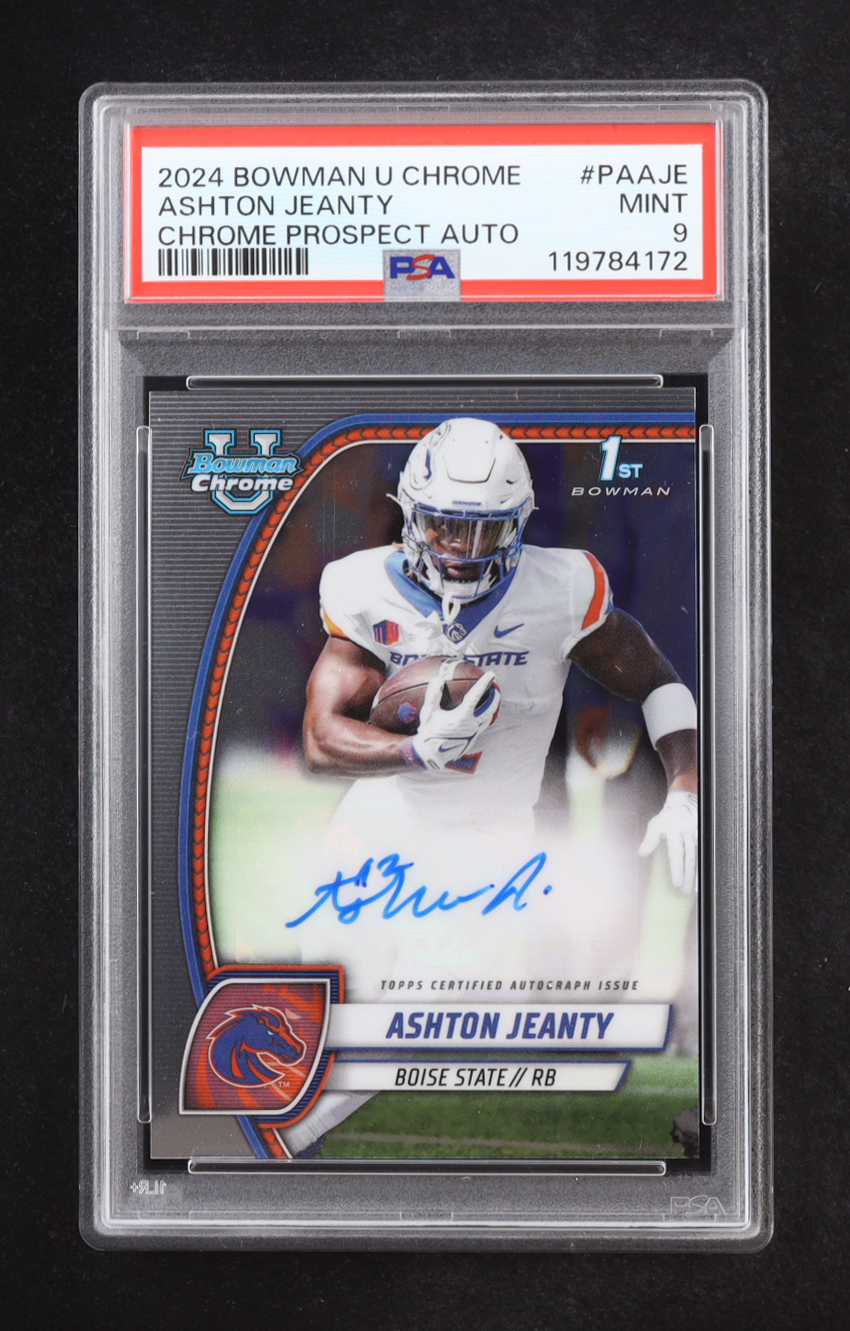 Ashton Jeanty 2024 Bowman Chrome University Prospect Autographs #PAAJE RC (PSA 9) at PristineAuction.com Ashton Jeanty 2024 Bowman Chrome University Prospect Autographs #PAAJE RC (PSA 9) at PristineAuction.com