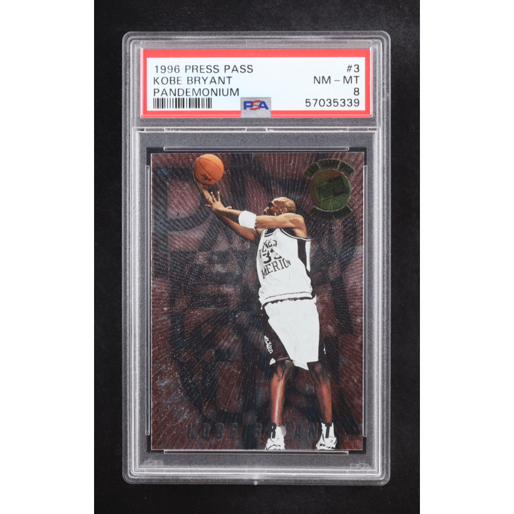Kobe Bryant 1996 Press Pass Pandemonium #3 RC (PSA 8) at PristineAuction.com