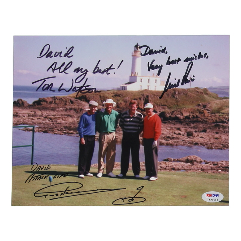 Nick Price, Tom Watson & Greg Norman Signed 8x10 Photo Inscribed "All My Best!", "Very Best Wishes" & "Attack Life" With Hand-Drawn Sketch (PSA) at PristineAuction.com Nick Price, Tom Watson & Greg Norman Signed 8x10 Photo Inscribed "All My Best!", "Very Best Wishes" & "Attack Life" With Hand-Drawn Sketch (PSA) at PristineAuction.com