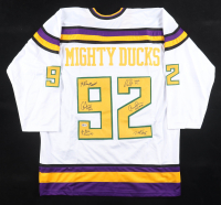 "The Mighty Ducks" Cast-Signed Jersey by (6) with Matt Doherty, Jane Plank, Vincent LaRusso, Danny Tamberelli, Aaron Schwartz, Garette Ratliff Henson with Multiple Inscriptions (Beckett) at PristineAuction.com