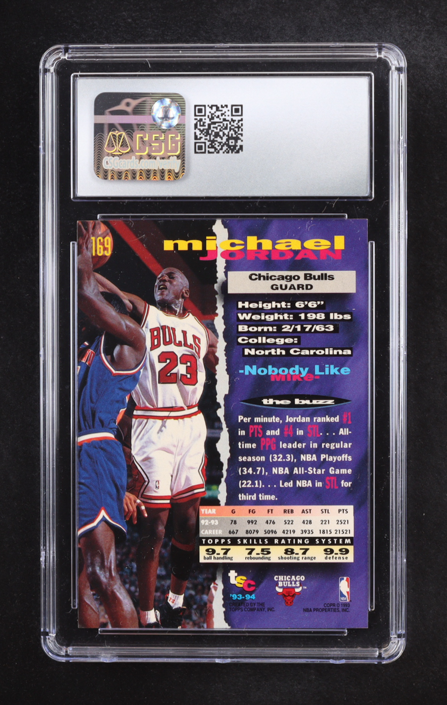 Michael Jordan 1993-94 Stadium Club #169 (CSG 8.5) at PristineAuction.com Michael Jordan 1993-94 Stadium Club #169 (CSG 8.5) at PristineAuction.com