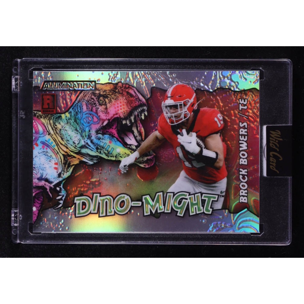 Brock Bowers 2023 Wild Card Dino-Might Alumination T Rex #AD-BB RC #18/50 at PristineAuction.com