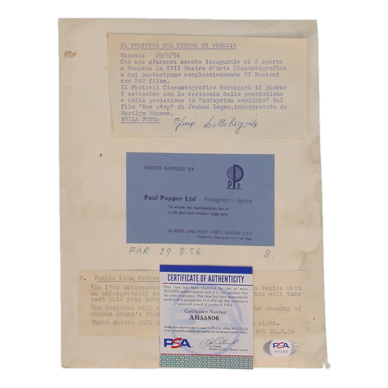 Gina Lollobrigida Signed 8x10 Photo (PSA) at PristineAuction.com Gina Lollobrigida Signed 8x10 Photo (PSA) at PristineAuction.com