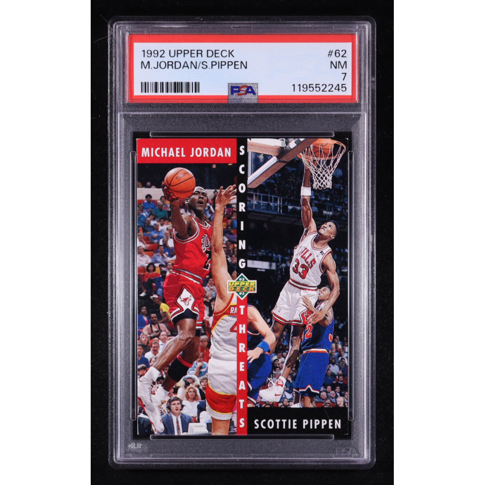 Michael Jordan / Scottie Pippen 1992-93 Upper Deck Scoring Threats #62 (PSA 7) at PristineAuction.com