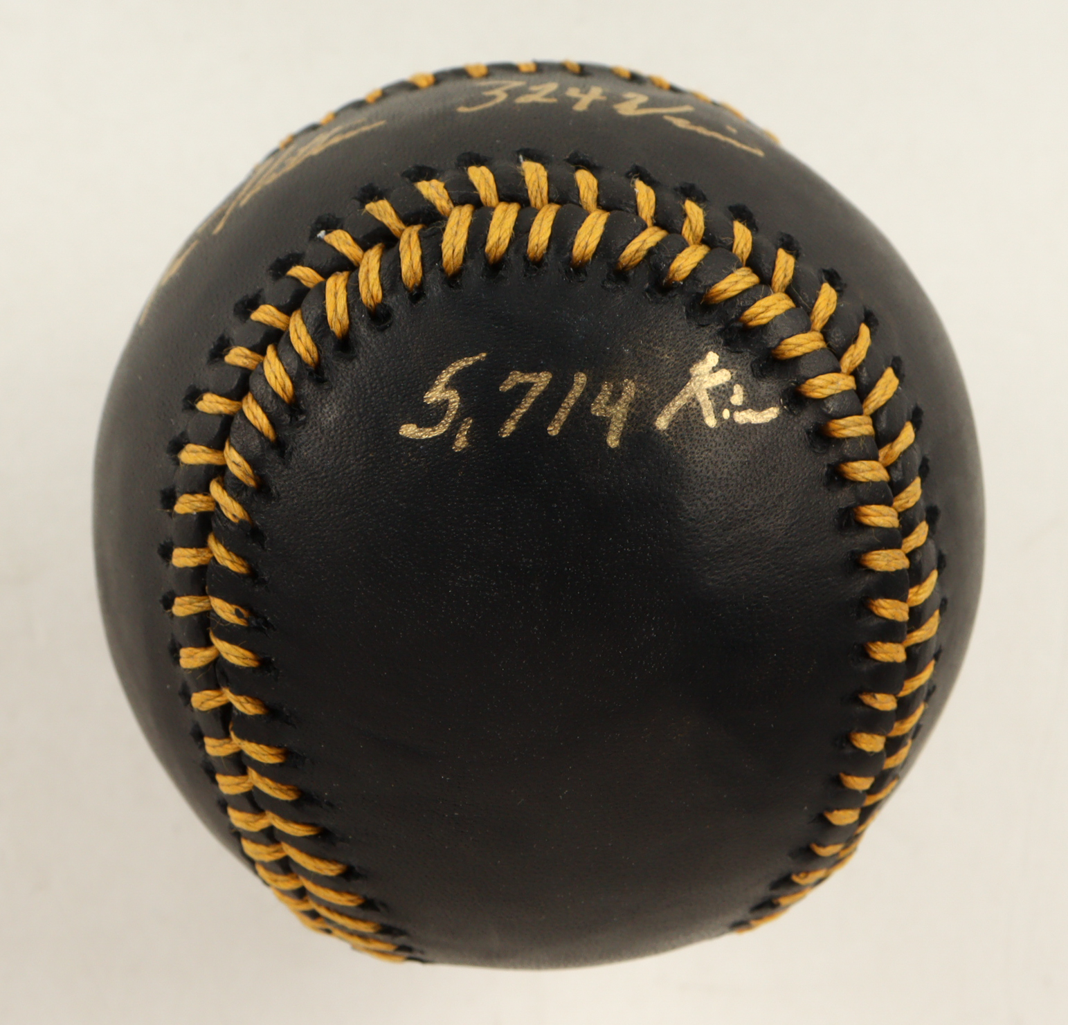 Nolan Ryan Signed OML Black Leather Baseball with Display Case Inscribed "7 No-Hitters" & "324 Wins" & "5,714 K's" (PSA 8.5) at PristineAuction.com Nolan Ryan Signed OML Black Leather Baseball with Display Case Inscribed "7 No-Hitters" & "324 Wins" & "5,714 K's" (PSA 8.5) at PristineAuction.com