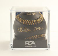 Nolan Ryan Signed OML Black Leather Baseball with Display Case Inscribed "7 No-Hitters" & "324 Wins" & "5,714 K's" (PSA 8.5) at PristineAuction.com