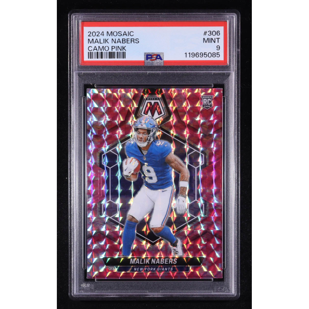 Malik Nabers 2024 Panini Mosaic Camo Pink Prizm #306 RC (PSA 9) at PristineAuction.com