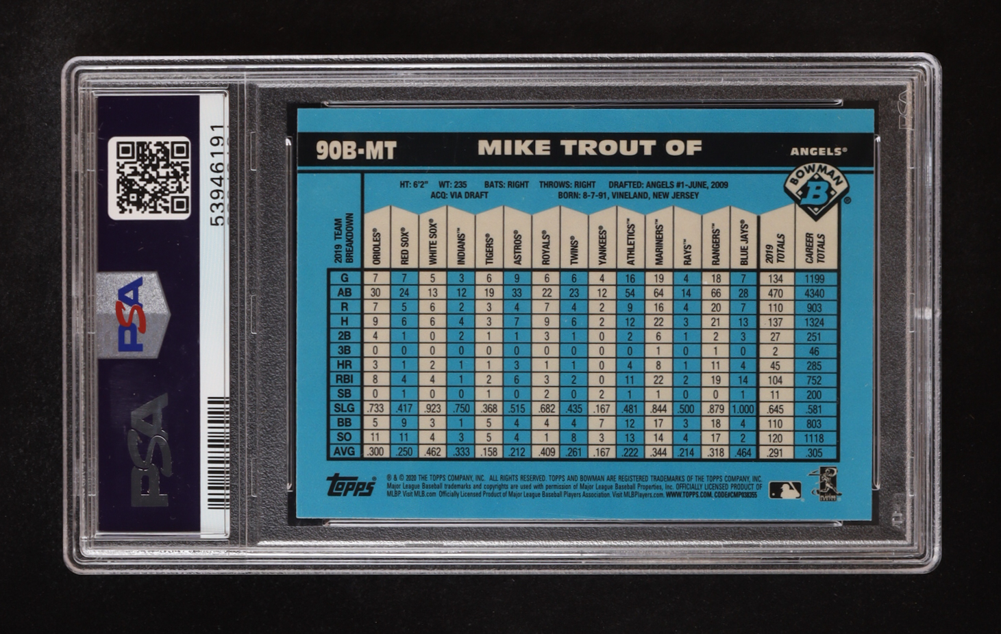 Mike Trout 2020 Bowman Chrome '90 Bowman #90BMT (PSA 10) at PristineAuction.com Mike Trout 2020 Bowman Chrome '90 Bowman #90BMT (PSA 10) at PristineAuction.com
