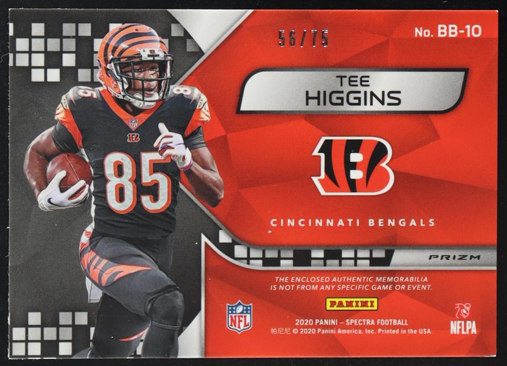 Tee Higgins 2020 Panini Spectra Building Blocks Materials Hyper #10 #56/75 RC at PristineAuction.com Tee Higgins 2020 Panini Spectra Building Blocks Materials Hyper #10 #56/75 RC at PristineAuction.com