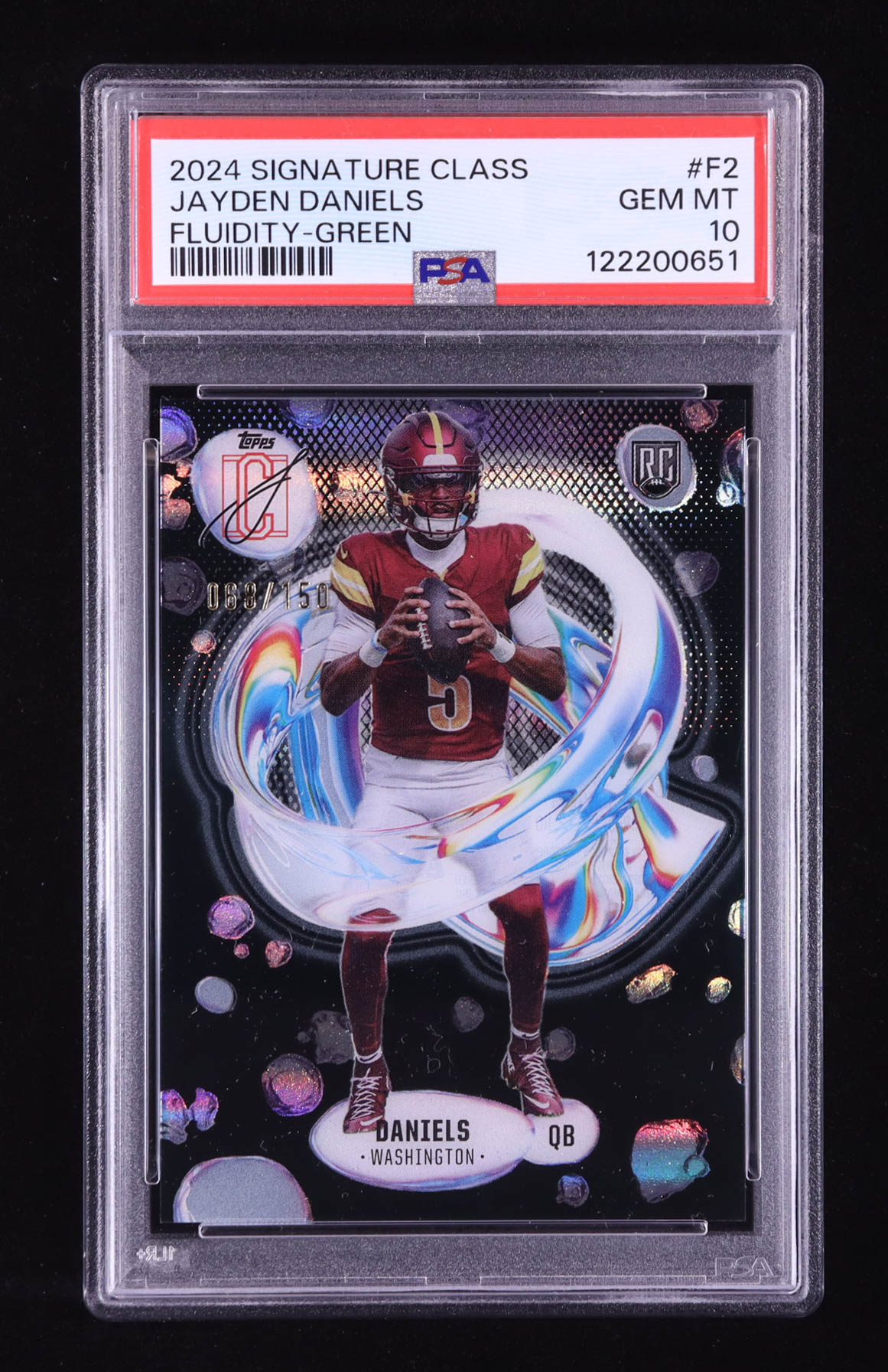 Jayden Daniels 2024 Topps Signature Class Fluidity Green #F-2 #068/150 RC (PSA 10) at PristineAuction.com Jayden Daniels 2024 Topps Signature Class Fluidity Green #F-2 #068/150 RC (PSA 10) at PristineAuction.com